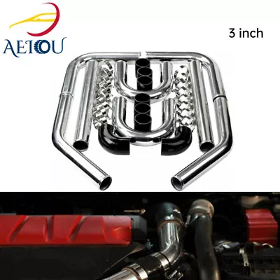 Universal 3  Inch Aluminum Intercooler Piping U-Pipe Kit W/Coupler And T-Clamps • $103.49