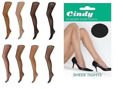 £3.50 • Buy Cindy - Women's 15 Denier Sheer Tights 10 Colours - M, L, & XL - 1 Pair & 3 Pair