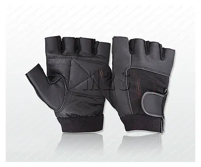 £4.49 • Buy Weight Lifting Gloves Leather Padded Fitness Training Cycling Gym Sports