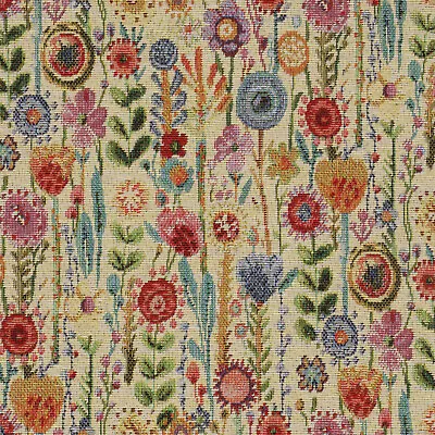 Meadow Flower Tapestry Fabric 140cm Woven Durable Curtain Upholstery Furnishing • £1.99
