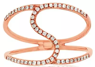 Estate Wide .16ct Diamond 14kt Rose Gold 3d Classic Round Swirl Fun Ring • $1008.17