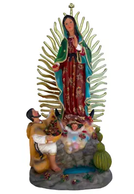 Virgen De Guadalupe Con Juan Diego Estatua De Resina Resin 21-95352 Nuevo • $49.99