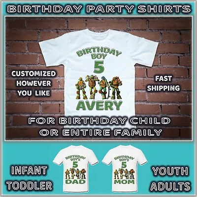 £12.77 • Buy TMNT Birthday Shirt Party Decor Supplies Youth Tshirt Tee T Shirt Custom Gift