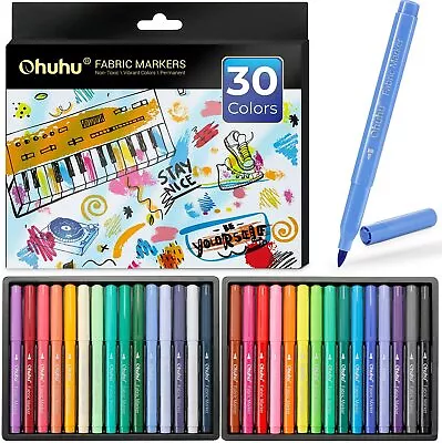 Fabric Markers Pen Ohuhu 30 Colors Permanent Fabric Paint Marker Pens For DIY  • $30.99