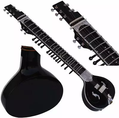 £312.30 • Buy Flat Sitar~black~designer Tun Wood~ravi Shankar Style~with Cig Bag,string,mizrab