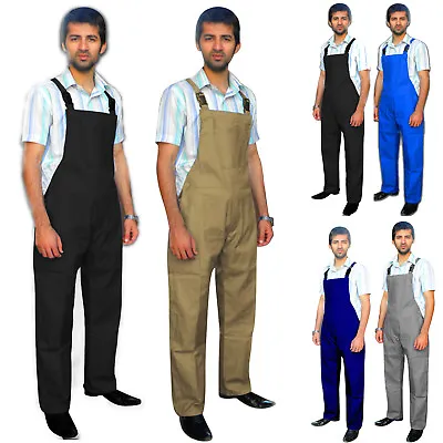 Mens Bib & Brace Dungarees Trousers Overalls Working Work Wear Painters Engineer • £19.99