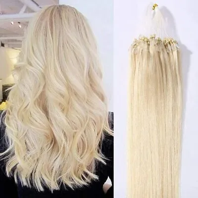 14 -26  Micro Loop Ring Beads Russian Remy Human Hair Extensions Pre Bonded 100s • £20.50