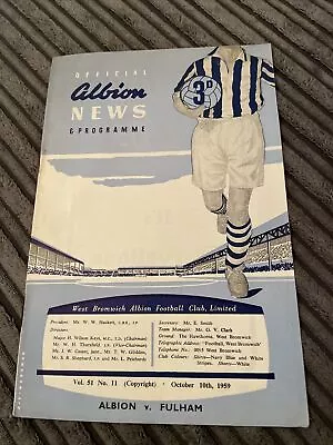 1959 West Brom Albion Wba V Fulham Division 1  59/60 League Programme • £3.50