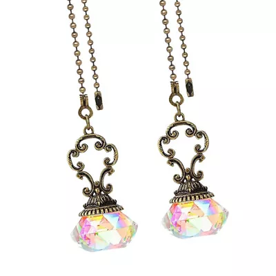 2Pcs Lamp Decor Crystal Ball Light Pendant Ceiling Fan Pull Chain Creative • $9.99