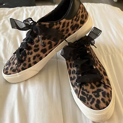 $29 • Buy Zara Leopard Animal Print Lace Up Sneakers Trainers US8 EU39 UK 6
