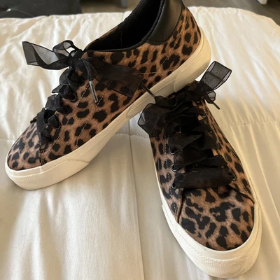 Zara Leopard Animal Print Lace Up Sneakers Trainers US8 EU39 UK 6 • $29