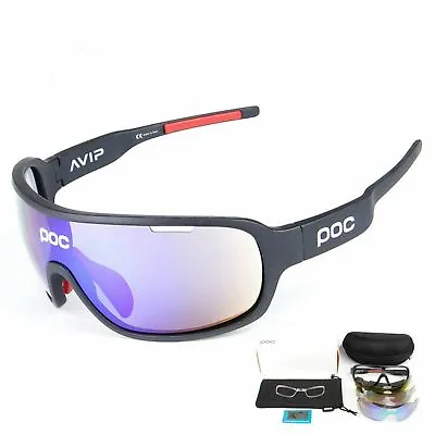 POC Polarized Cycling Sunglasses Sports Bike Goggles Glasses With 5 Lens • $29.44