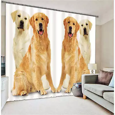 Lovely Labrador Dog 3D Blockout Photo Mural Printing Curtain Draps Fabric Window • £111.05