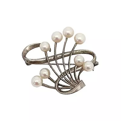 Mikimoto Sterling Silver Akoya Pearl Pin/Brooch #16719 • $195