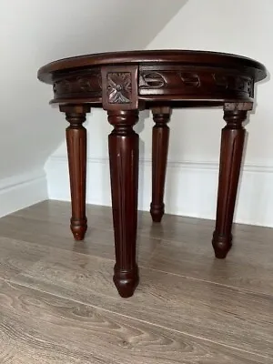 £99 • Buy Round Ornate Antique Reproduction Solid Mahogany Small Coffee Side Table Used 