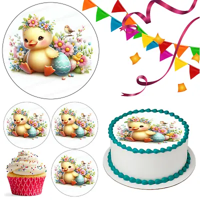 Easter Chick Egg Cake Topper Party Decoration Edible Gift Celebration Cupcake • £5.49