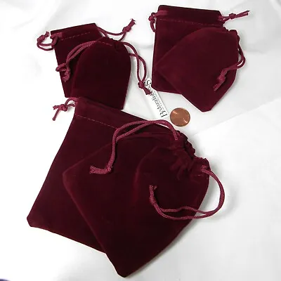 10 Soft Velvet Dark Burgundy Red Small - Big Jewelry Drawstring Gift Pouches • $9.29