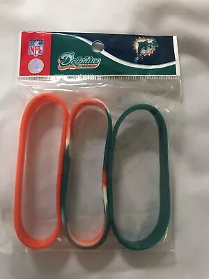 Miami Dolphins 3 Silicone NFL Logo Wristbands New • $29.90