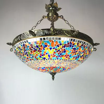 Moroccan Decorative Pendant Light Stained Glass Hanging Chandelier Down Lighting • $179