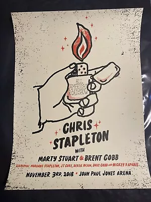 $149.99 • Buy Chris Stapleton Concert Poster 11/3/2018 Charlottesville Marty Stuart Brent Cobb