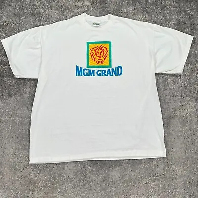 VTG MGM Grand Shirt Mens XXL White Las Vegas USA Made 90s Single Stitch • $29.98