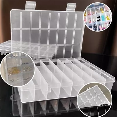 £3.69 • Buy 24 Compartment Plastic Box Bead Storage Container Organizer-Case Jewellery Craft