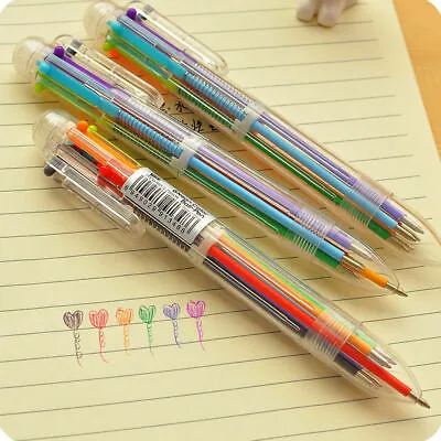 Multi-color 6 In 1 Color Ballpoint Pen Ball Point Pens Kids School Office Supply • $1.99
