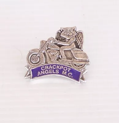 Vintage Crackpot Angels Motorcycle Club Mc Souvenir Lapel Hat Coat Pin Brooch • $20.40