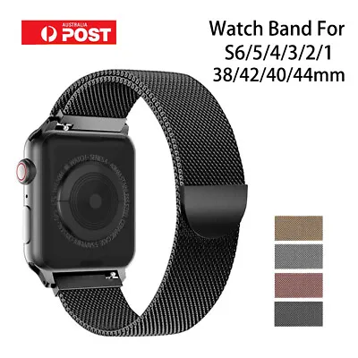 $7.99 • Buy For Apple Watch Series 6 5 4 3 2 1 SE Stainless Steel Milanese Strap Band 40 44