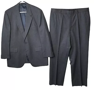 Hart Schaffner Marx 2PC Suit Mens 42L Gray Pinstripe Jacket 38x30 Pant VTG • $62.95