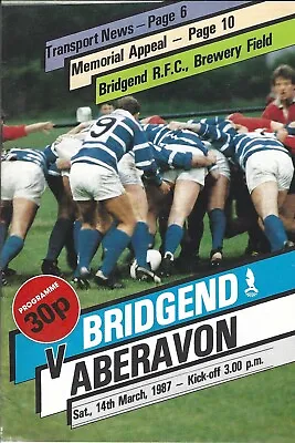 Bridgend v Aberavon 14 Mar 1987 RUGBY PROGRAMME • £4.99