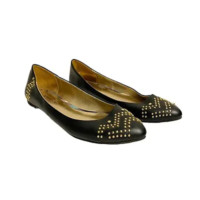 Arizona Black And Gold Chevron Studded Flats 8M  • $18