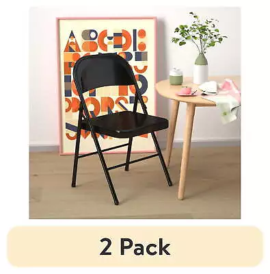 (2 Pack) Steel Folding Chair IndoorTeens And Adult Black • $26.56