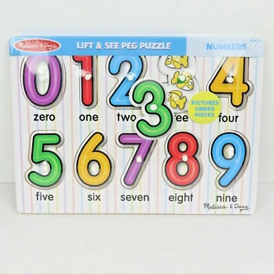 $10.49 • Buy Melissa And Doug Numbers Wooden Lift And See Peg Puzzle