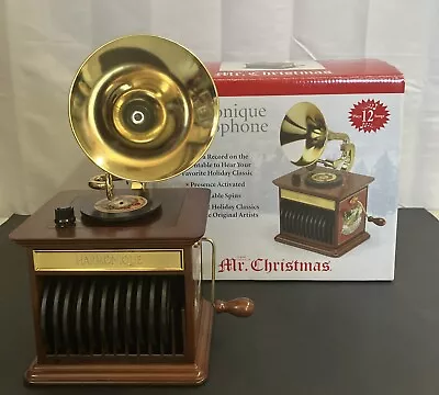 Mr Christmas Harmonique Gramophone Musical 12 Disc Record Player Original Box • $38.24