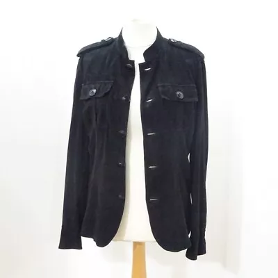 Pretty Green Size M Black Suede Jacket Leather Shirt Jacket  • £19.99