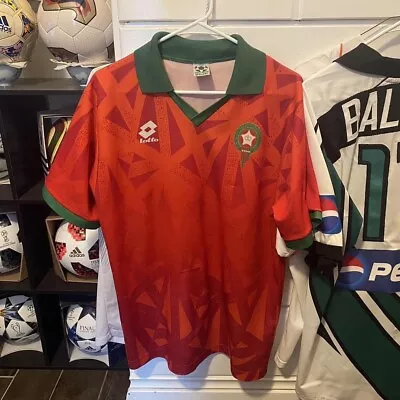 Vintage Lotto 1995 1995 Morocco Home Soccer Jersey  • $325