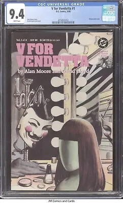 $12.18 • Buy V For Vendetta #1 1988 CGC 9.4 White Pages - Alan Moore Story. Wraparound Cover.
