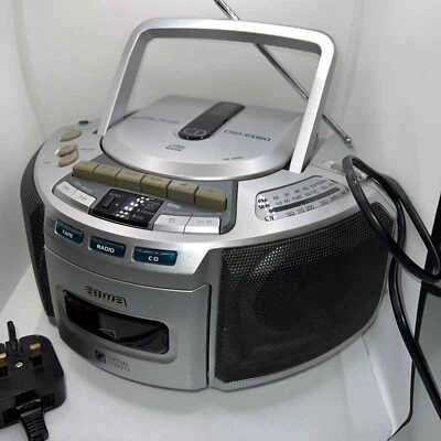 £24 • Buy Aiwa CSD-EX180K CD Cassette Player & Radio Boombox QSOUND W/Lead Tested Working