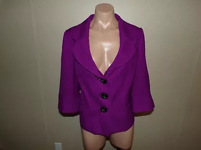 Mary Kay Consultant Tweed Jacket Blazer Purple 3/4 Sleeve Size 14P Large Vintage • $13.45