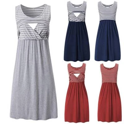 £12.79 • Buy Women Maternity Pregnancy Breastfeeding Nursing Sleeveless Nightdress Plus Size