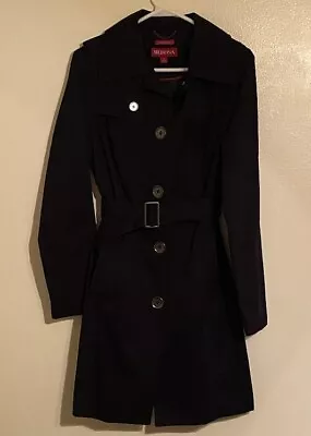 Merona Water Repellent Trench Coat Womens Size Small Black Lined Jacket • $24.99