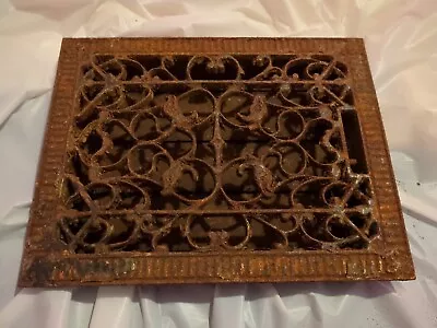 Cast Iron Victorian Floor Register Grate Antique Louvers Fits 12 X9  Needs Work • $74.24