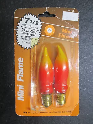 Vtg Pair Yellow Flame Candelabra Mini Flame Light Bulb 7 1/2 Watt Work 120/130v • $11.25