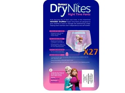 Huggies DryNites Pyjama Pants Girl 17-30kg 27 Pack • $39.99