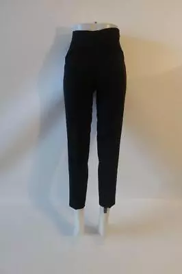 Womens Vertigo Black Flat Front Polyester Wool High Waist Trouser Pants 36 US/4* • $29.99