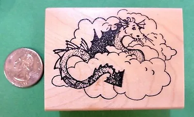 Fairy-Tale Dragon Rubber Stamp Wood Mounted • $5.50