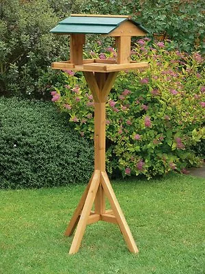 Traditional Wooden Bird Table Garden Birds Feeder Feeding Station Free Standing  • £11.40