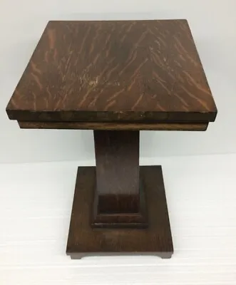 Antique Vtg Arts & Crafts Mission Style 23  Oak Plant Stand Wood Pedestal Table • $295