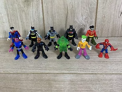 10 X Imaginext DC Super Friends Batman Figures & Playskool Hero Spiderman Bundle • £14.95